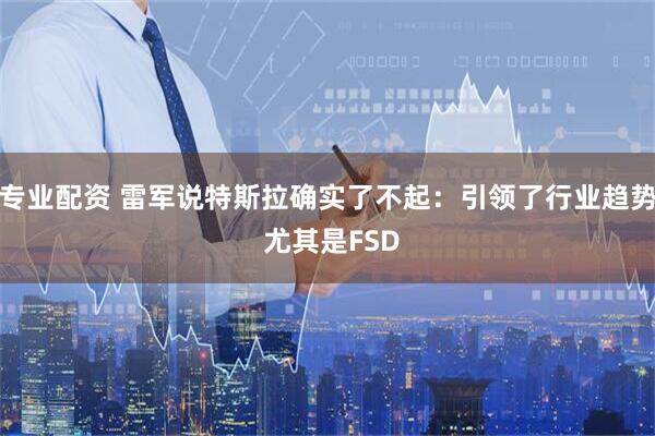 专业配资 雷军说特斯拉确实了不起：引领了行业趋势 尤其是FSD